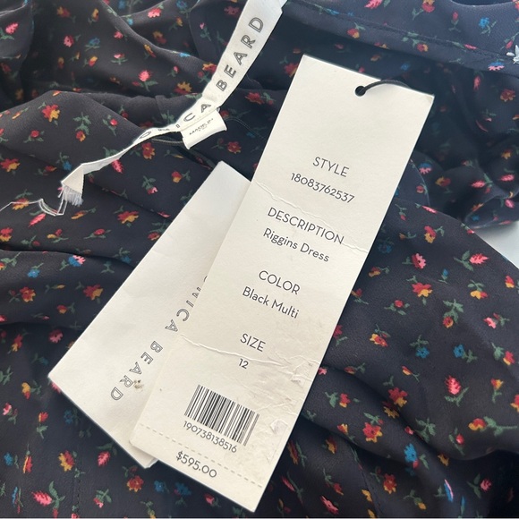 NWT VERONICA BEARD Riggins Button Front Silk Mini Dress Black Floral Print - Picture 6 of 8